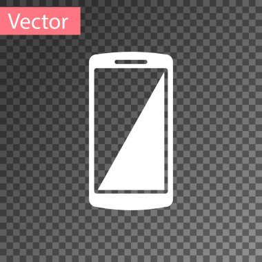 Beyaz Smartphone, cep telefonu simgesini şeffaf arka plan üzerinde izole. Vektör çizim