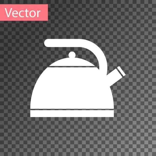 White Kettle with handle icon isolated on transparent background. Teapot icon. Vector Illustration — Stock Vector