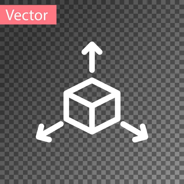 Ícone de cubo isométrico branco isolado em fundo transparente. Cubos geométricos ícone sólido. Sinal quadrado 3D. Símbolo da caixa. Ilustração vetorial — Vetor de Stock