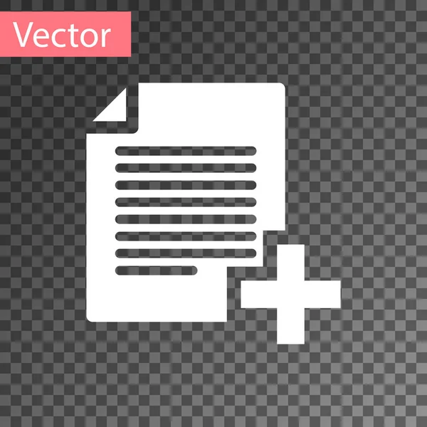 Blanco Añadir nuevo icono de archivo aislado sobre fondo transparente. Copia el icono del documento. Ilustración vectorial — Vector de stock