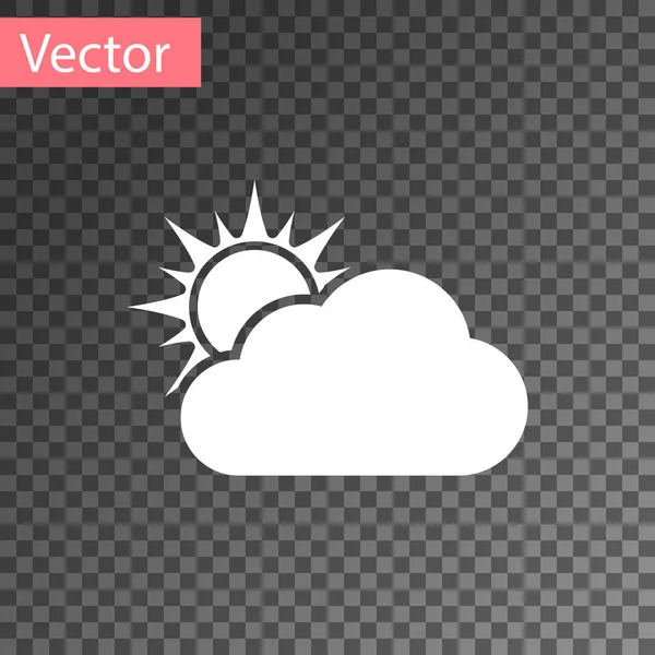 Icono meteorológico de sol blanco y nube aislado sobre fondo transparente. Ilustración vectorial — Vector de stock