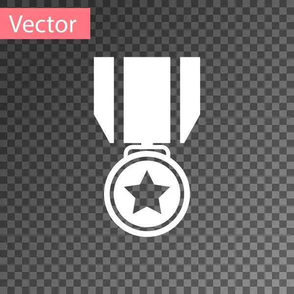 Hvid medalje med stjerneikon isoleret på gennemsigtig baggrund. Vinder præstation tegn. Udmærkelsesmedalje. Illustration af vektor – Stock-vektor