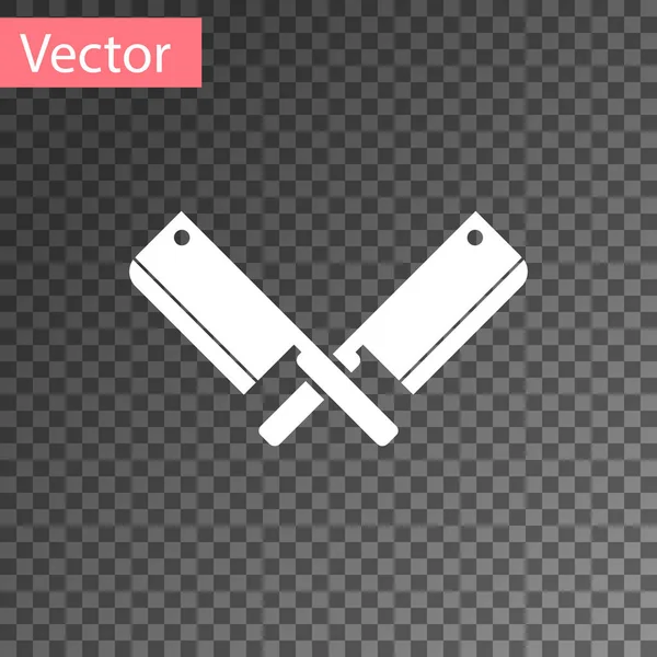 Wit gekruist vlees chopper pictogram geïsoleerd op transparante achtergrond. Keukenmes voor vlees. Slagersmes. Vectorillustratie — Stockvector