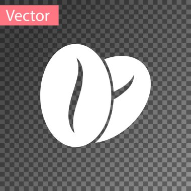 Beyaz kahve fasulye simgesi üzerinde şeffaf arka plan izole. Vektör çizim