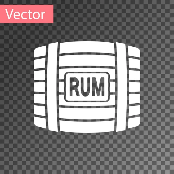 Barril de madeira branco com ícone de rum isolado em fundo transparente. Ilustração vetorial — Vetor de Stock