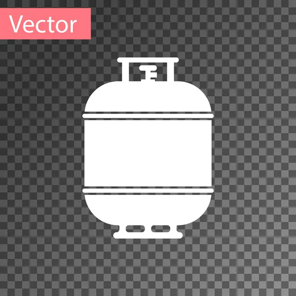 Weißes Propangas-Tanksymbol isoliert auf transparentem Hintergrund. Ikone des brennbaren Gastanks. Vektorillustration — Stockvektor