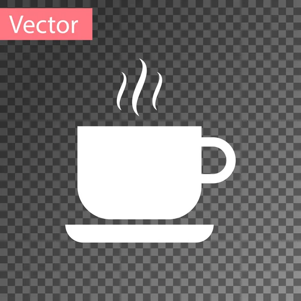 Icono de taza de café blanco aislado sobre fondo transparente. Taza de té. Café caliente. Ilustración vectorial — Vector de stock