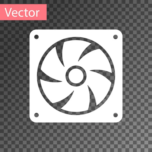 Weißes Computerkühler-Symbol isoliert auf transparentem Hintergrund. PC-Hardware-Fan. Vektorillustration — Stockvektor