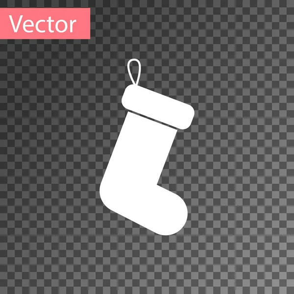 Weiße Weihnachtssocken Ikone isoliert auf transparentem Hintergrund. Vektorillustration — Stockvektor