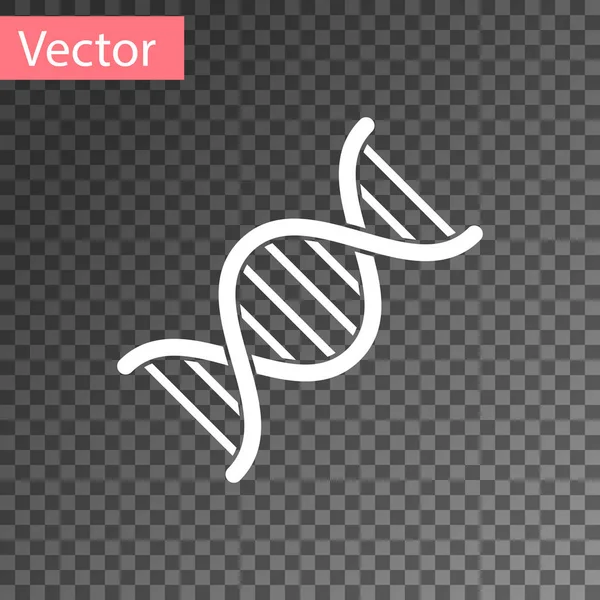 Icona simbolo DNA bianco isolato su sfondo trasparente. Illustrazione vettoriale — Vettoriale Stock