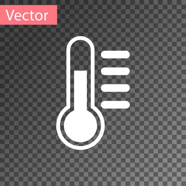 Icono del termómetro blanco aislado sobre fondo transparente. Ilustración vectorial — Vector de stock