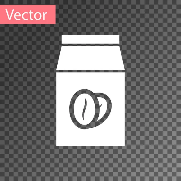 Grains de café blanc dans l'icône sac isolé sur fond transparent. Illustration vectorielle — Image vectorielle
