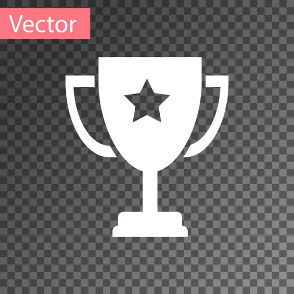 Weißes Pokal-Symbol auf transparentem Hintergrund. Auszeichnungssymbol. Meisterpokal. Vektorillustration — Stockvektor