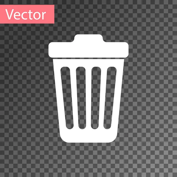 Weiße Mülleimer-Symbol isoliert auf transparentem Hintergrund. Mülleimer-Schild. Vektorillustration — Stockvektor