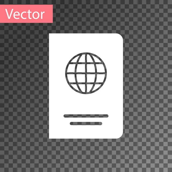 Passaporte branco com ícone de dados biométricos isolado em fundo transparente. Documento de identificação. Ilustração vetorial — Vetor de Stock