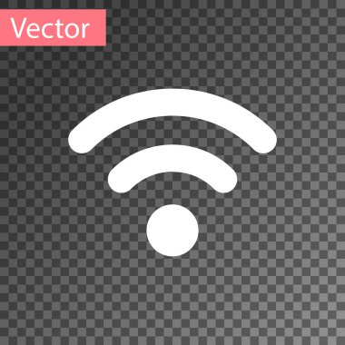 Şeffaf arka plan üzerinde izole beyaz Wi-Fi Kablosuz internet ağ simgesi simgesi. Vektör çizim