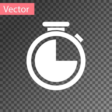 Beyaz kronometre simgesi üzerinde şeffaf arka plan izole. Zaman zaman işareti. Vektör çizim