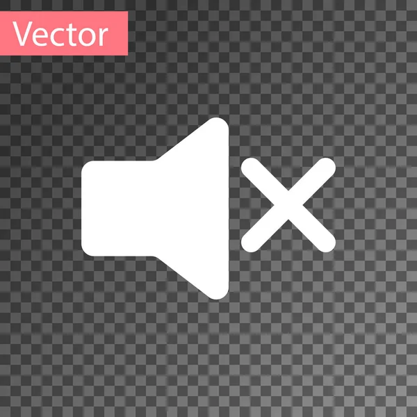 Weißes Lautsprecherstummschaltsymbol isoliert auf transparentem Hintergrund. Kein Klang-Symbol. Lautstärke aus Symbol. Vektorillustration — Stockvektor