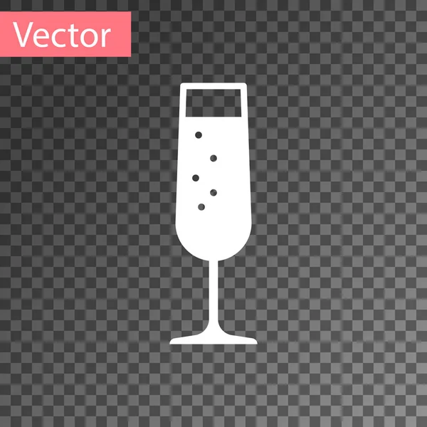 Weißes Glas Champagner-Symbol auf transparentem Hintergrund isoliert. Vektorillustration — Stockvektor