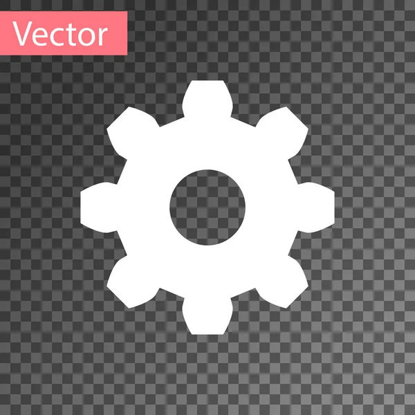 Ícone de engrenagem branca isolado em fundo transparente. Cogwheel sinal de configurações de engrenagem. Símbolo Cog. Ilustração vetorial — Vetor de Stock