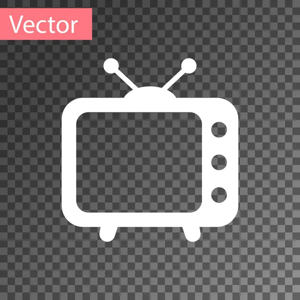 Icono blanco de TV aislado sobre fondo transparente. Señal de televisión. Ilustración vectorial — Vector de stock