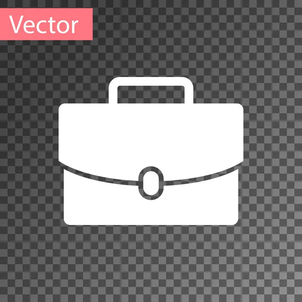 Icono del maletín blanco aislado sobre fondo transparente. Firma del caso. Portafolio empresarial. Ilustración vectorial — Vector de stock