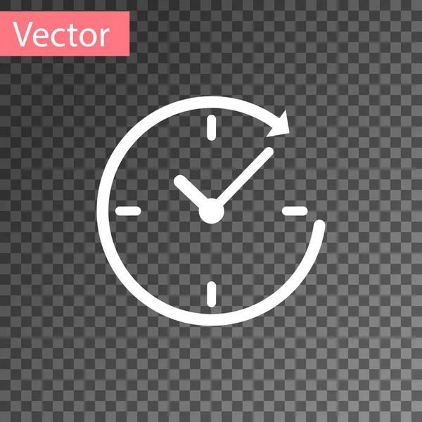 Relógio Branco com ícone de seta isolado em fundo transparente. Símbolo temporal. Seta de ícone de rotação no sentido horário e tempo. Ilustração vetorial — Vetor de Stock