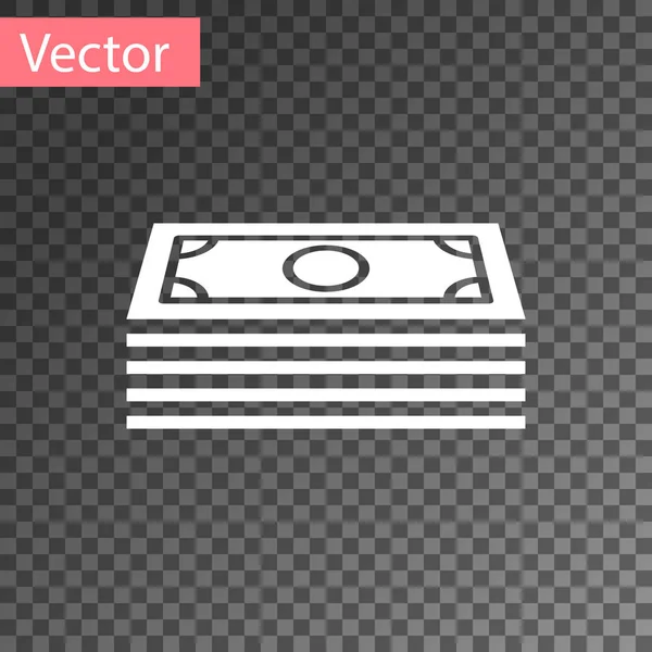 Белые стопки бумажные деньги иконка денежных средств изолированы на прозрачном фоне. Пачки денежных купюр. Валюта счета. Векторная миграция — стоковый вектор