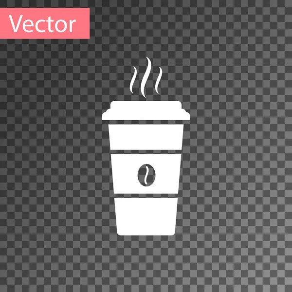 White Coffee cup icon isolated on transparent background. Disposable coffee cup with hot coffee. Vector Illustration — Stock Vector
