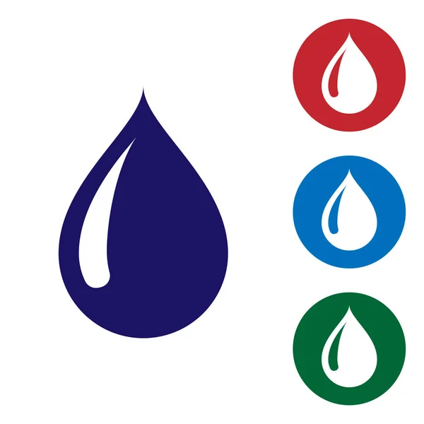 Icono de gota de agua azul aislado sobre fondo blanco. Establecer el icono de color en botones de círculo. Ilustración vectorial — Vector de stock