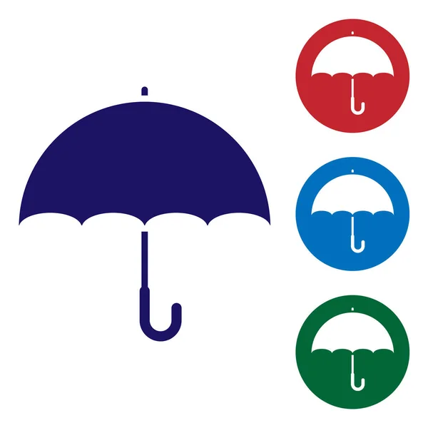Иконка "Синий зонтик" на белом фоне. Установите значок цвета в пуговицах круга. Векторная миграция — стоковый вектор