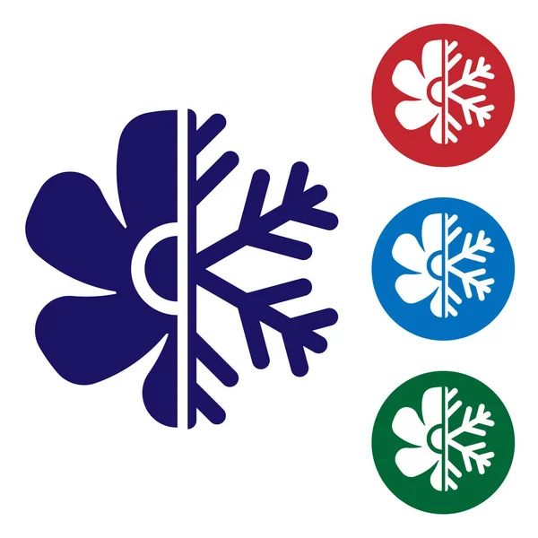 Icono del acondicionador de aire azul aislado sobre fondo blanco. Establecer el icono de color en botones de círculo. Ilustración vectorial — Archivo Imágenes Vectoriales