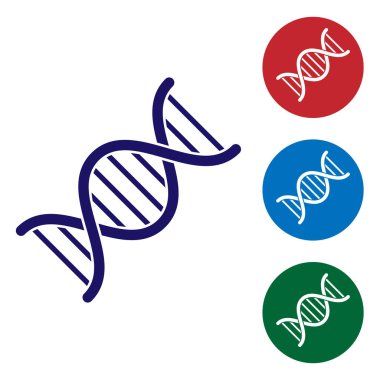 Beyaz arka plan üzerinde izole mavi Dna sembolü kutsal kişilerin resmi. Renk simgesi daire düğmeleri ayarlayın. Vektör çizim
