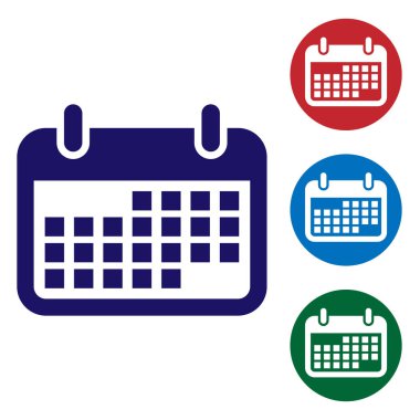 Beyaz arka plan üzerinde izole mavi takvim simgesini tıklatın. Vektör çizim