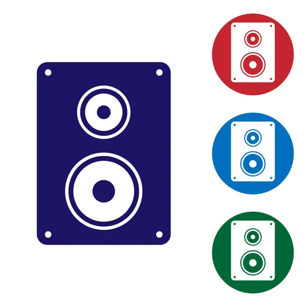 Blaues Stereo-Lautsprechersymbol isoliert auf weißem Hintergrund. Soundsystem-Lautsprecher. Musik-Ikone. Musiksäule Lautsprecher Bass Ausrüstung. Vektorillustration — Stockvektor