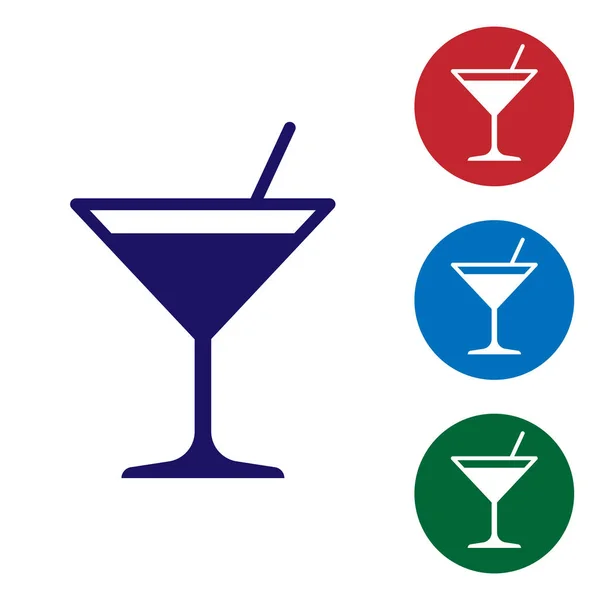 Blaues Martini-Glassymbol isoliert auf weißem Hintergrund. Cocktail-Symbol. Weinglas-Ikone. Vektorillustration — Stockvektor