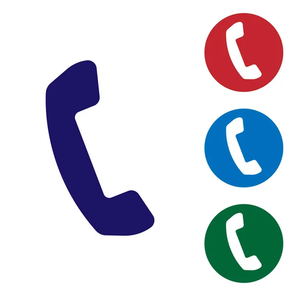 Telefone azul ícone aparelho isolado no fundo branco. Sinal de telefone. Ilustração vetorial —  Vetores de Stock