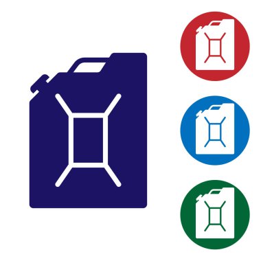 Beyaz arka plan üzerinde izole benzin simgesi mavi kutu. Dizel benzin simgesi. Renk simgesi daire düğmeleri ayarlayın. Vektör çizim