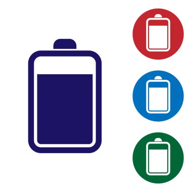 Beyaz arka plan üzerinde izole mavi batarya kutsal kişilerin resmi. Vektör çizim