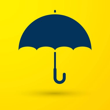 Sarı arka plan üzerinde izole mavi şemsiye kutsal kişilerin resmi. Vektör çizim