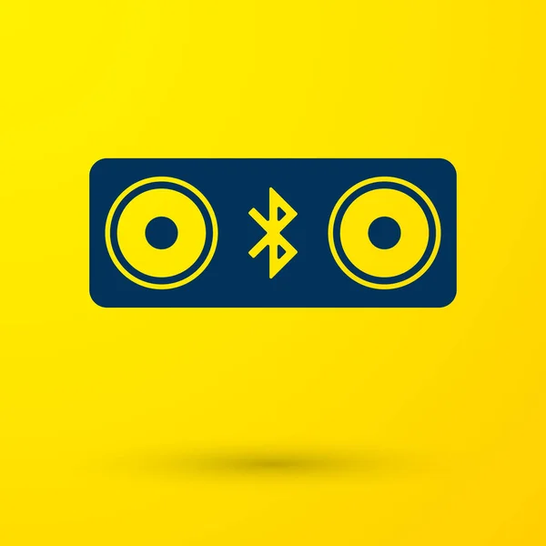 Blue Bluetooth speakers icon isolated on yellow background. Bluetooth stereo speaker. Vector Illustration — Stock Vector