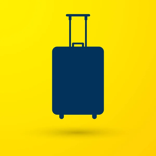 Blue Travel suitcase icon isolated on yellow background. Traveling baggage sign. Travel luggage icon. Vector Illustration — Stock Vector