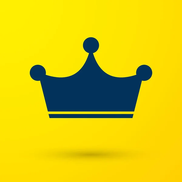 Icona della corona blu isolata su sfondo giallo. Illustrazione vettoriale — Vettoriale Stock