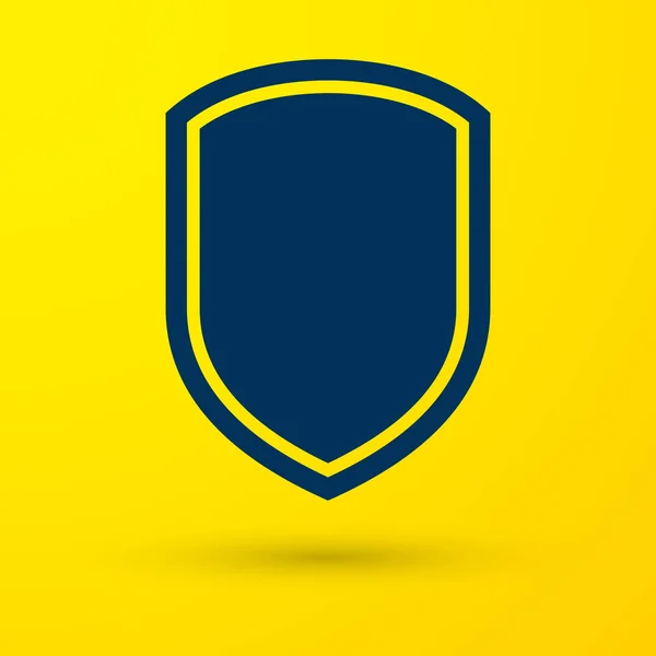 Modrá ikona štítu izolované na žlutém pozadí. Hlídat znamení. Vektorové ilustrace — Stockový vektor