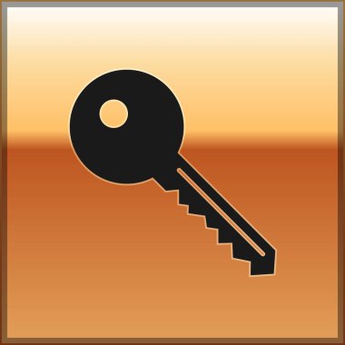 Altın arka plan üzerinde izole siyah anahtar simgesi. Vektör çizim