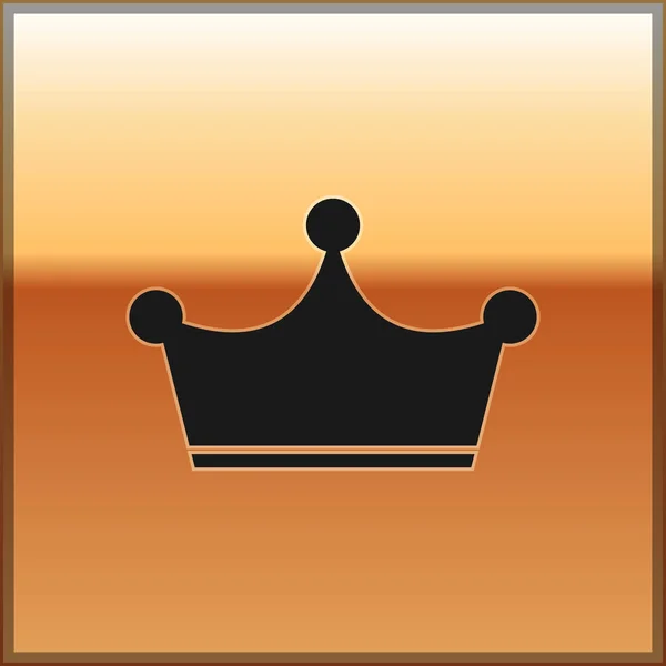 Ikona Black Crown izolované na zlatém podkladu. Vektorové ilustrace — Stockový vektor