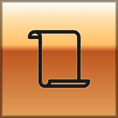 Siyah kağıt kaydırma simgesi üzerinde altın arka plan izole. Tuvali kaydırma işareti. Vektör çizim