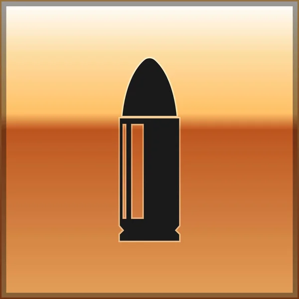 Ícone de bala preta isolado no fundo de ouro. Ilustração vetorial — Vetor de Stock