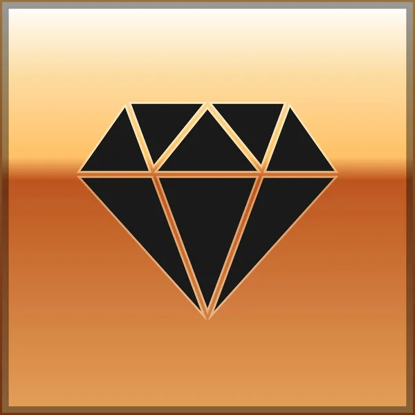 Black Diamond znak na białym tle na złotym tle. Symbol biżuterię. Kamienia gem. Ilustracja wektorowa — Wektor stockowy
