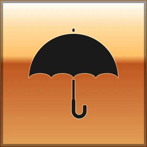 Black Umbrella icon isolated on gold background. Vector Illustration — Stock Vector